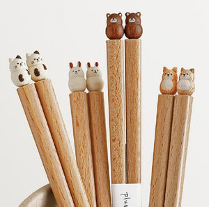 Wooden Animal Chopsticks, Made in Japan