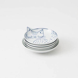 Cat Plate Set of 5 Plates ‘Neco’ Ishimaru Hasami Ware (14cm)