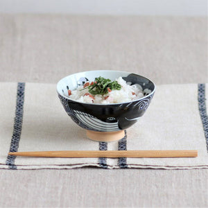 Mino Pottery Whale Rice Bowl - Small φ4.4×H2.4 in 5.65oz
