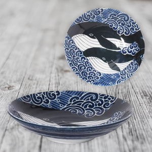 Mino Pottery Whale Plate φ8.54in (21.7cm)
