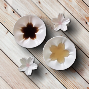 Kutani Ware Sakura Small Plate Set (Pink and White)