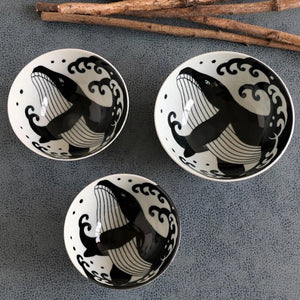 Mino Pottery Whale Rice Bowl - Small φ4.4×H2.4 in 5.65oz