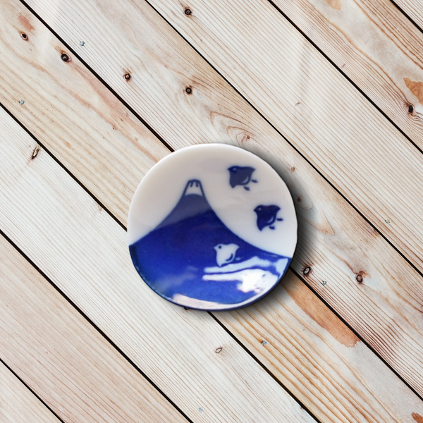 Mino Ware Bird Chopsticks Rest - Birds and Mt Fuji Design