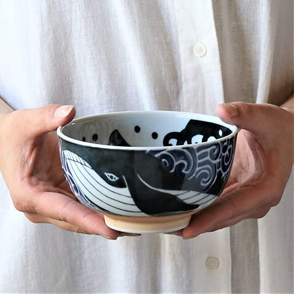 Mino Pottery Whale Donburi Bowl 16.91 fl oz (500ml)