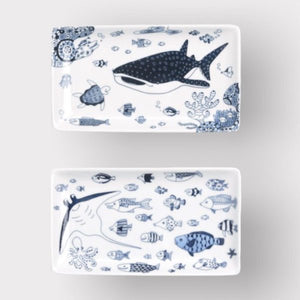Rectangle Plate Whale Mantra Decor ‘Cocomarine’ Hasami Ware (23.0 x 13.0cm)