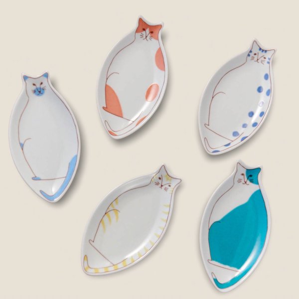 Hare Kutani Small Plate Cat Kutani Ware (7.2cm)