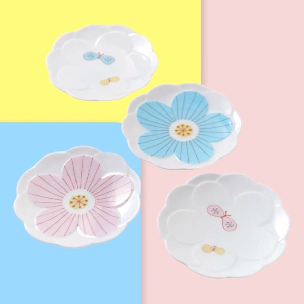 Hare Kutani Small Plate Sakura Flower Kutani Ware (11.6cm)