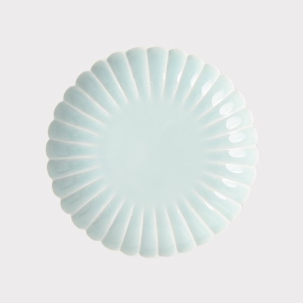 波佐見焼 菊彫皿 6寸皿 青白 18cm プレート 中皿 菊彫り 菊皿