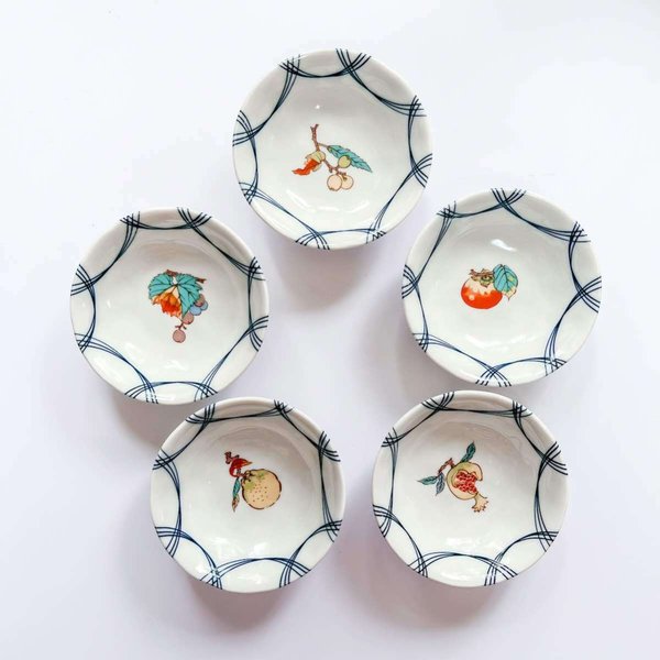 九谷焼 3.5号小鉢揃 果実文 5個 小鉢セット おしゃれ ギフト