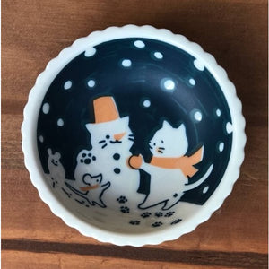 ねことにちようび 中鉢 食器 楕円鉢 ボウル 14cm 猫柄 おしゃれ 美濃焼 日本製