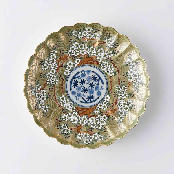 Sakura Plate Green 19cm Rinkuro Hasami Ware (19.0 x 2.9cm)