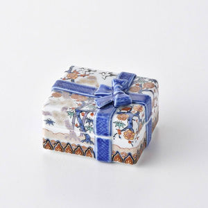 Decorated Square Box Rinkuro Hasami Ware (9.5 x 7.5 x 6.0cm)