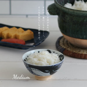 白波くじら 鯨 クジラ 茶碗 飯碗 中 M 磁器 おしゃれ