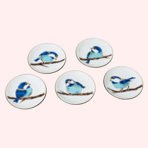 青郊窯 九谷焼 姫皿 はしおき 5枚セット 山雀 プレセント おしゃれ
