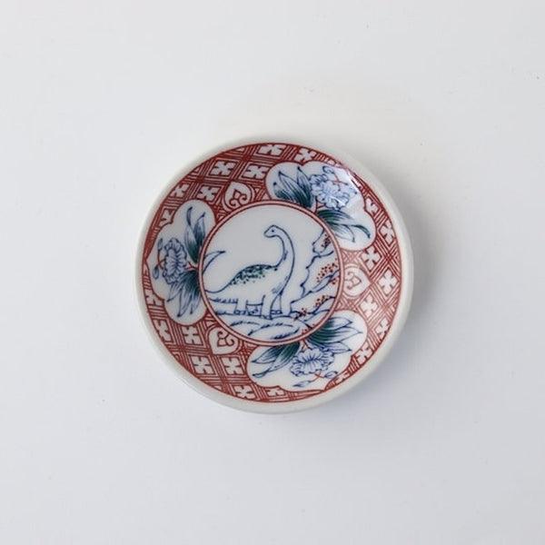 Edo Dinosaur Mini Plates – 8 DesignsEdo Dinosaur Mini Plate – Japanese Mino Ware Porcelain Sauce Dish, 9cm (3.5in), Made in Japan