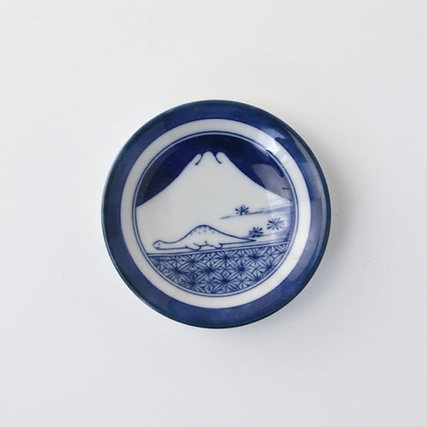 Edo Dinosaur Mini Plates – 8 DesignsEdo Dinosaur Mini Plate – Japanese Mino Ware Porcelain Sauce Dish, 9cm (3.5in), Made in Japan