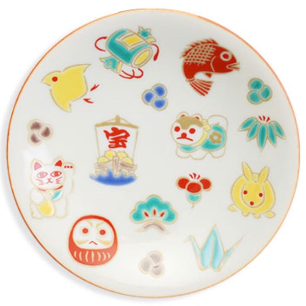 Kutani Ware Lucky Motif Small Plate – Kissho Collection, 15 Designs, 4.7" Japanese Porcelain Plate, Made in Japan