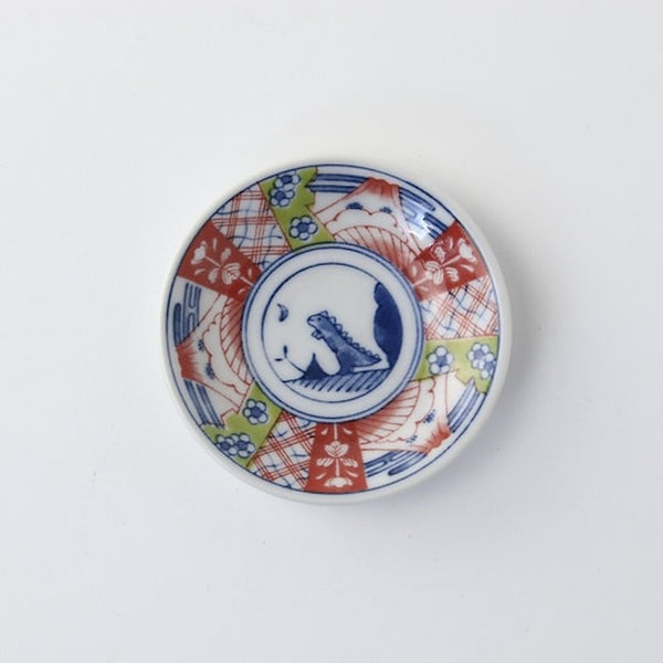 Edo Dinosaur Mini Plates – 8 DesignsEdo Dinosaur Mini Plate – Japanese Mino Ware Porcelain Sauce Dish, 9cm (3.5in), Made in Japan
