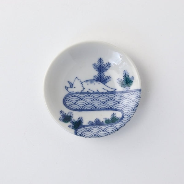 Edo Dinosaur Mini Plates – 8 DesignsEdo Dinosaur Mini Plate – Japanese Mino Ware Porcelain Sauce Dish, 9cm (3.5in), Made in Japan