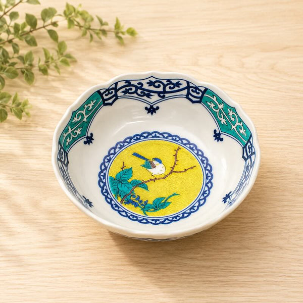 Kutani Ware 14cm (5.5") Japanese Porcelain Small Bowl – Flower & Bird Design, Made in Japan