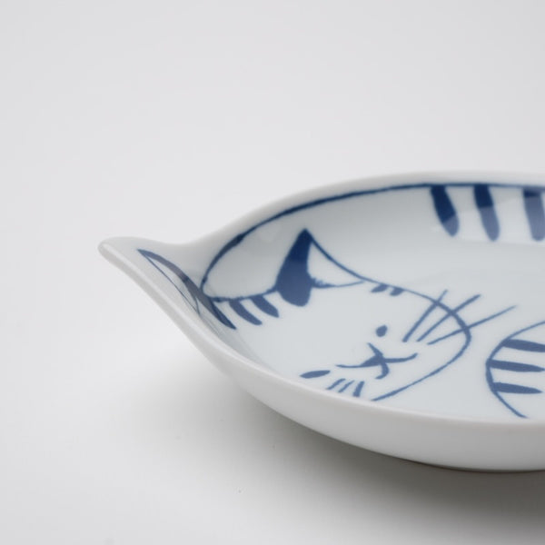 Coneco Small Cat Plate Set of 4 Plates, Made in Japan, Hasami Ware Porcelain