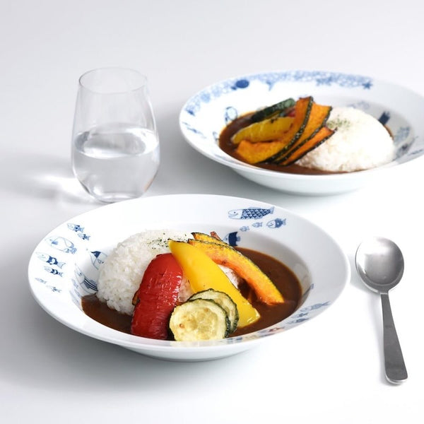 Whale Shark and Marine Life Series Deep Plates (2 Designs), Made in Japan, Hasami Ware