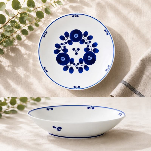 Bloom Japanese Deep Dish – Bouquet Design, Hand-Painted Hasami Ware Porcelain, 20 cm (7.9 in), Made in Japan