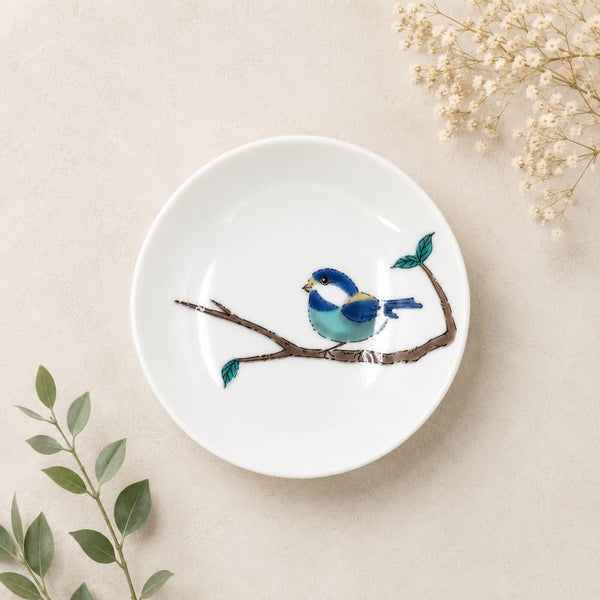 Japanese Kutani Ware Yamagara Small Plate Set (4-Inch / Set of 5) – Authentic Seikou Kiln Bird Dishes