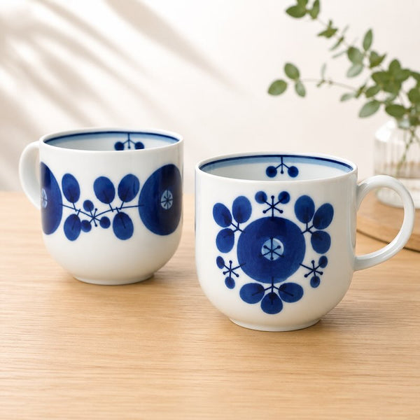 Bloom Japanese Coffee Mug – Bouquet Design, Hand-Painted Hasami Ware Porcelain, 360ml (12.2 fl oz), Made in Japan