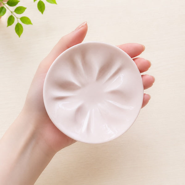 Kutani Ware Sakura Sauce Plate & Mini Plate Set, Pink Japanese Porcelain, 4-Piece Gift Set, Made in Japan