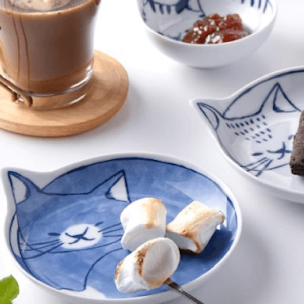 Neco Cat Plate 14cm Choose from 4 Designs, Made in Japan, Hasami Ware Porcelain