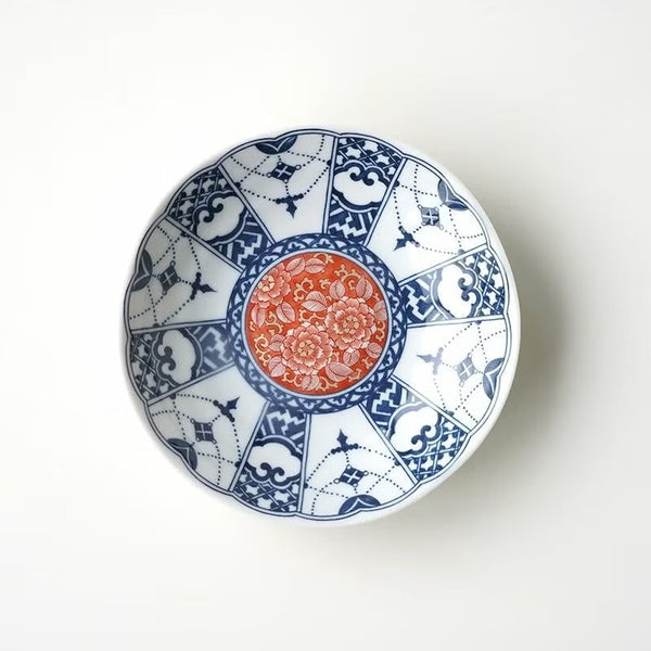 Kutani Ware 14cm (5.5") Japanese Small Plate Set of 5 – Blue & White Traditional Designs, Made in Japan