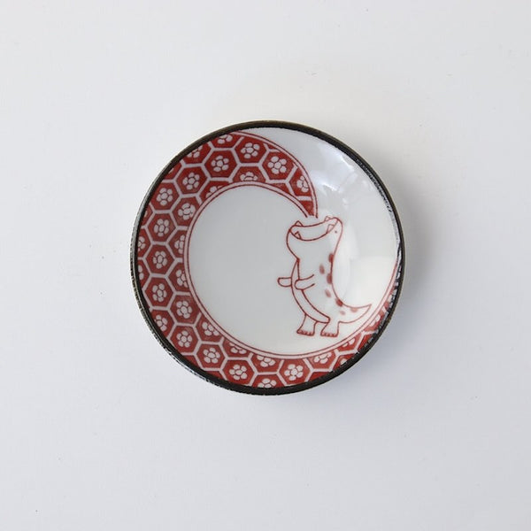 Edo Dinosaur Mini Plates – 8 DesignsEdo Dinosaur Mini Plate – Japanese Mino Ware Porcelain Sauce Dish, 9cm (3.5in), Made in Japan