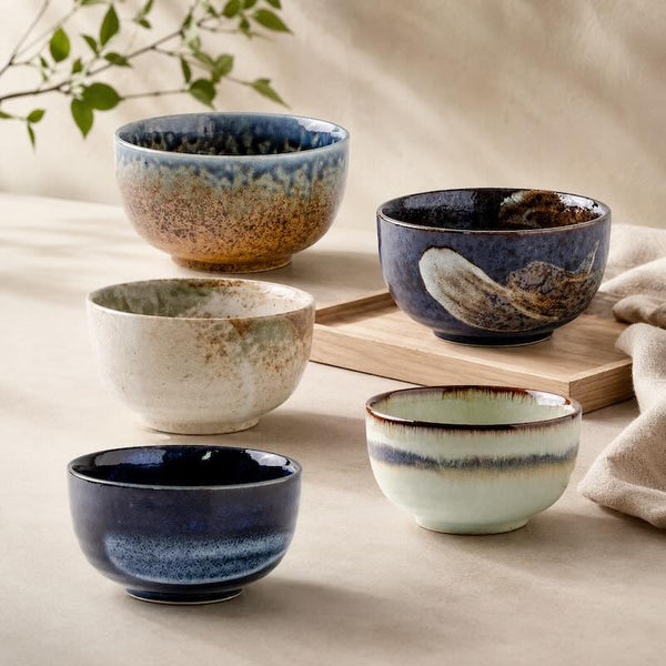 Tamayura Mino Ware Japanese Rice Bowl – Multi-Purpose Porcelain Bowl, 5 Designs, Made in Japan