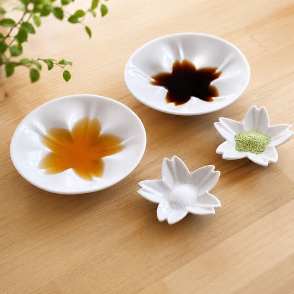 Kutani Ware Sakura Sauce Plate & Mini Plate Set, Pink Japanese Porcelain, 10-Piece Gift Set, Made in Japan