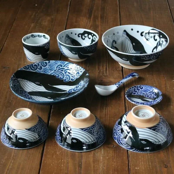 Mino Pottery Whale Ramen Noodle Bowl 40.58 fl oz (1,200 ml)
