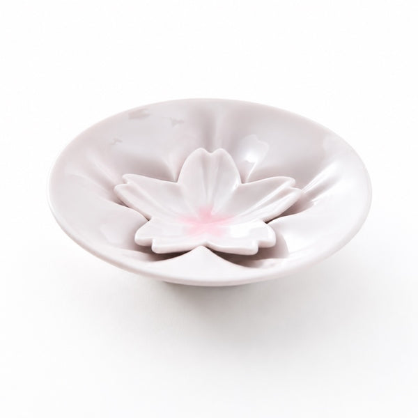 Kutani Ware Sakura Sauce Plate & Mini Plate Set, Pink Japanese Porcelain, 4-Piece Gift Set, Made in Japan