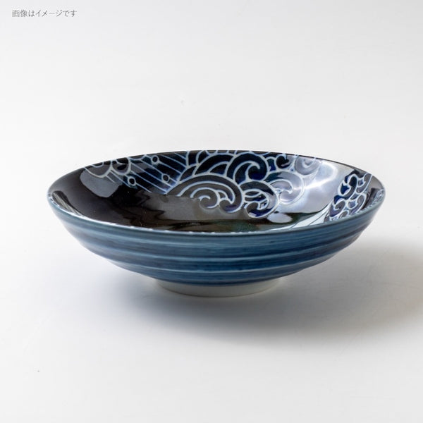 Deep Plate 18cm, Bowl, Whale Design - Made in Japan, Mino Ware