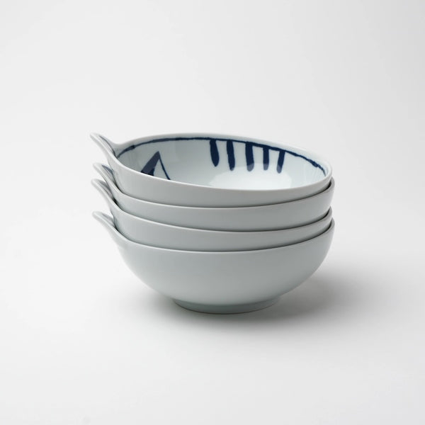 Neco Cat Bowl Set of 4 Bowls 14cm, Made in Japan, Hasami Ware Porcelain
