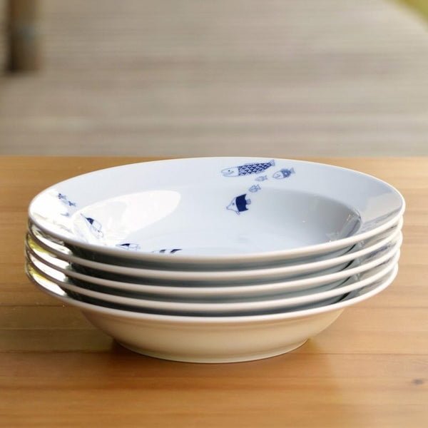 Whale Shark and Marine Life Series Deep Plates (2 Designs), Made in Japan, Hasami Ware