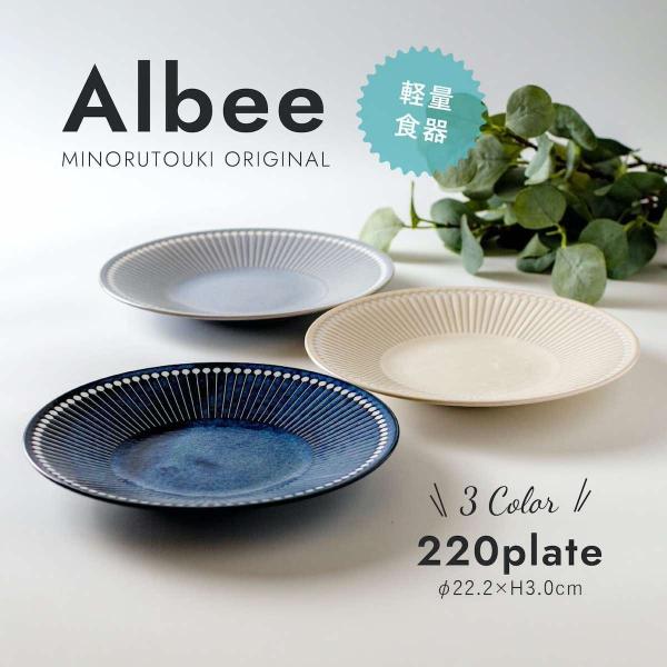 みのる陶器 アルビー 皿 軽量 22cm プレート L 日本製  おしゃれ