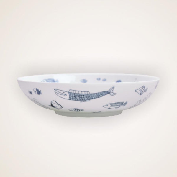 Whale Shark and Marine Life Large Bowl, Made in Japan, Hasami Ware