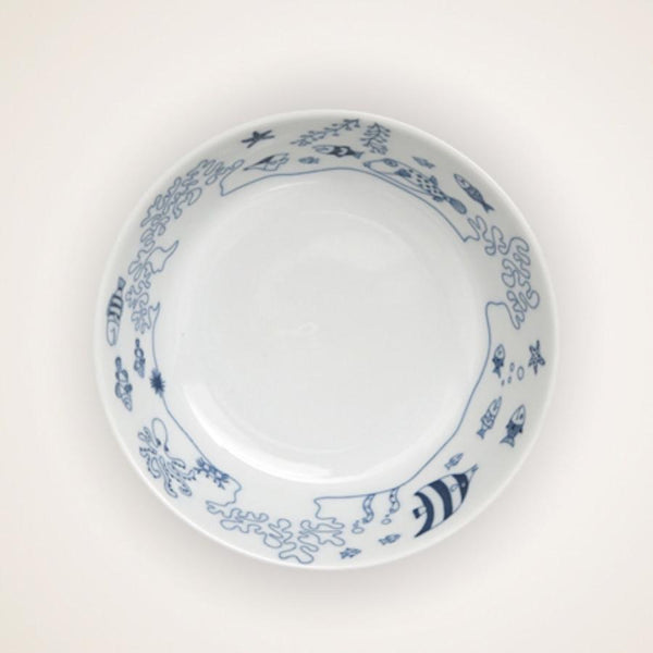 Whale Shark and Marine Life Size M Bowl (11.5x4.5cm), Appetizer Bowl, Made in Japan, Hasami Ware