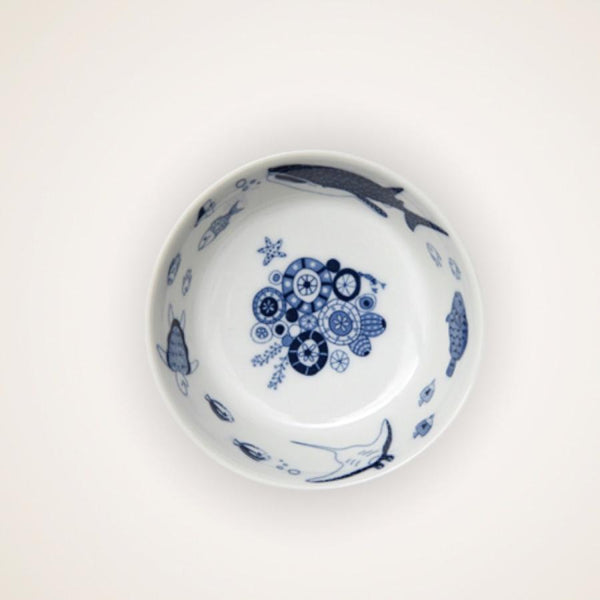 Whale Shark and Marine Life Small Bowl (9.5 x H3.5cm), Made in Japan, Hasami Ware, 3 Designs