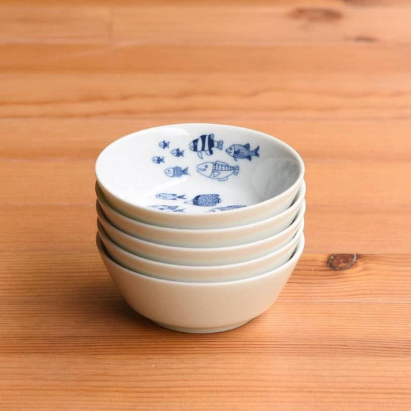Whale Shark and Marine Life Small Bowl (9.5 x H3.5cm), Made in Japan, Hasami Ware, 3 Designs