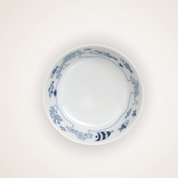 Whale Shark and Marine Life Small Bowl (9.5 x H3.5cm), Made in Japan, Hasami Ware, 3 Designs