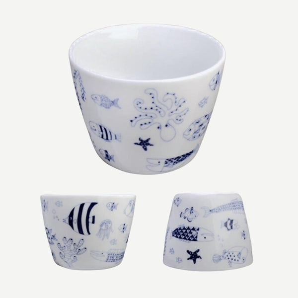 Whale Shark and Marine Life 200ml Soba Cups, Made in Japan, Hasami Ware (2 Designs)