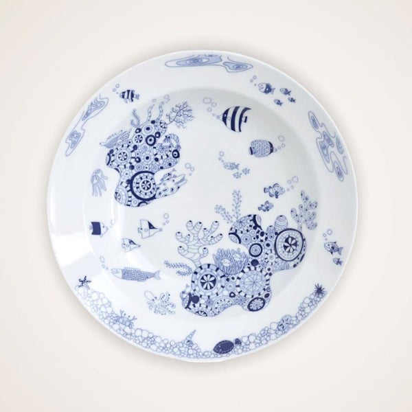 Whale Shark and Marine Life Series Deep Plates (2 Designs), Made in Japan, Hasami Ware