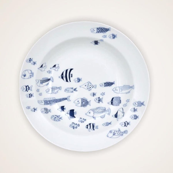 Whale Shark and Marine Life Series Deep Plates (2 Designs), Made in Japan, Hasami Ware