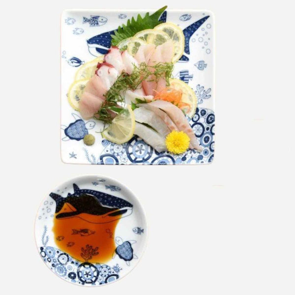 Whale Shark and Marine Life Small Plates 13cm (5.1 in), Made in Japan, Hasami Ware (7 Designs)